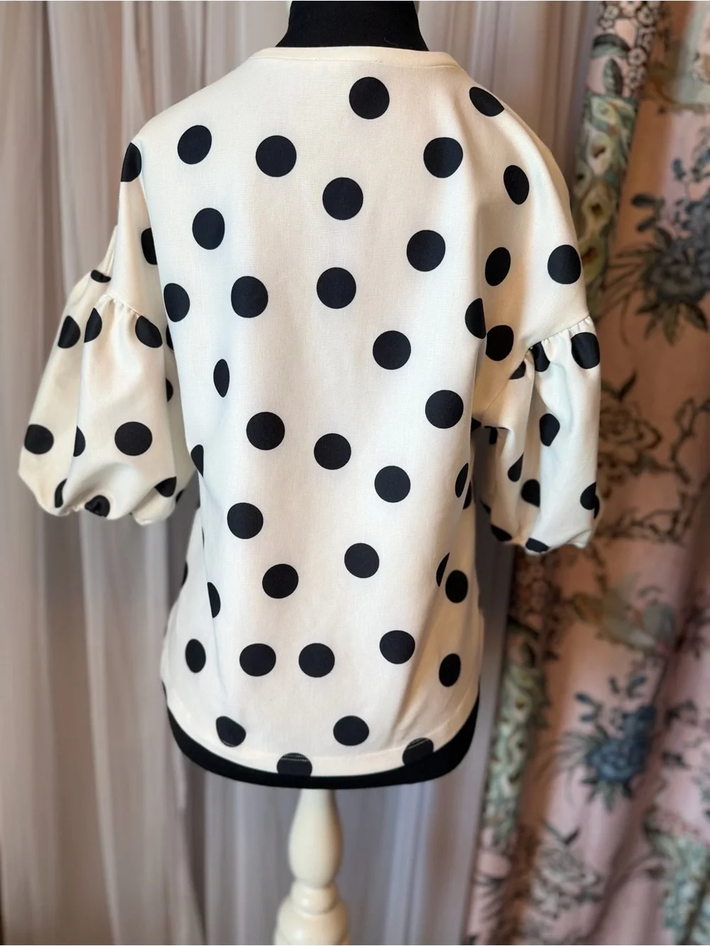 Zara Cream Blouse with Black Polka Dots